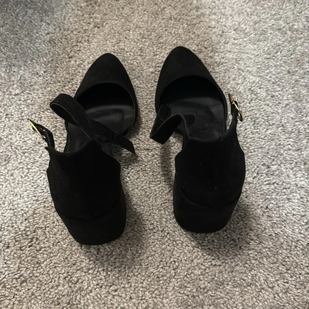 Lulus Like New Black Suede Ankle Strap Heels, 9 - Picture 4 of 5